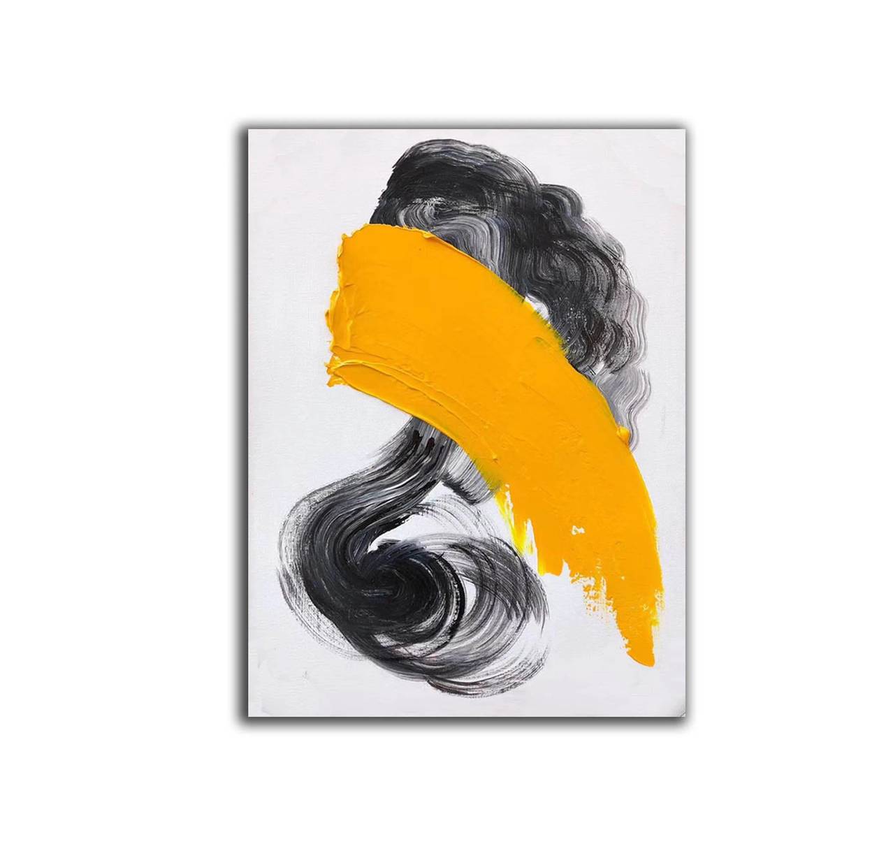 White Minimal Black Abstract Canvas Artwork Z2V2O wall art